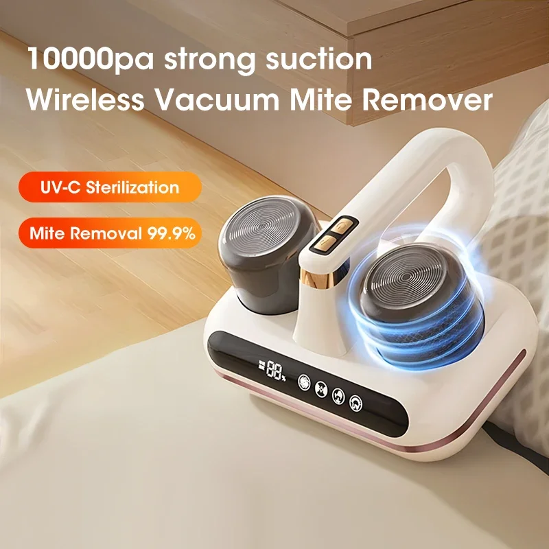 10KPa UV Mite Remover New Mattress Vacuum Cordless Handheld Cleaner Powerful Suction for Cleaning Bed Pillows Clothes Sofa