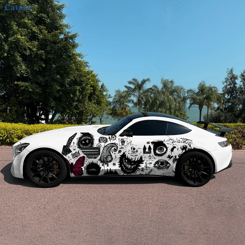 

Eye Monster Teeth Green Car Vinyl Wraps Decal Self-adhesive PVC Sticker Suitable for Trucks SUV Decoration Auto Accessories Gift