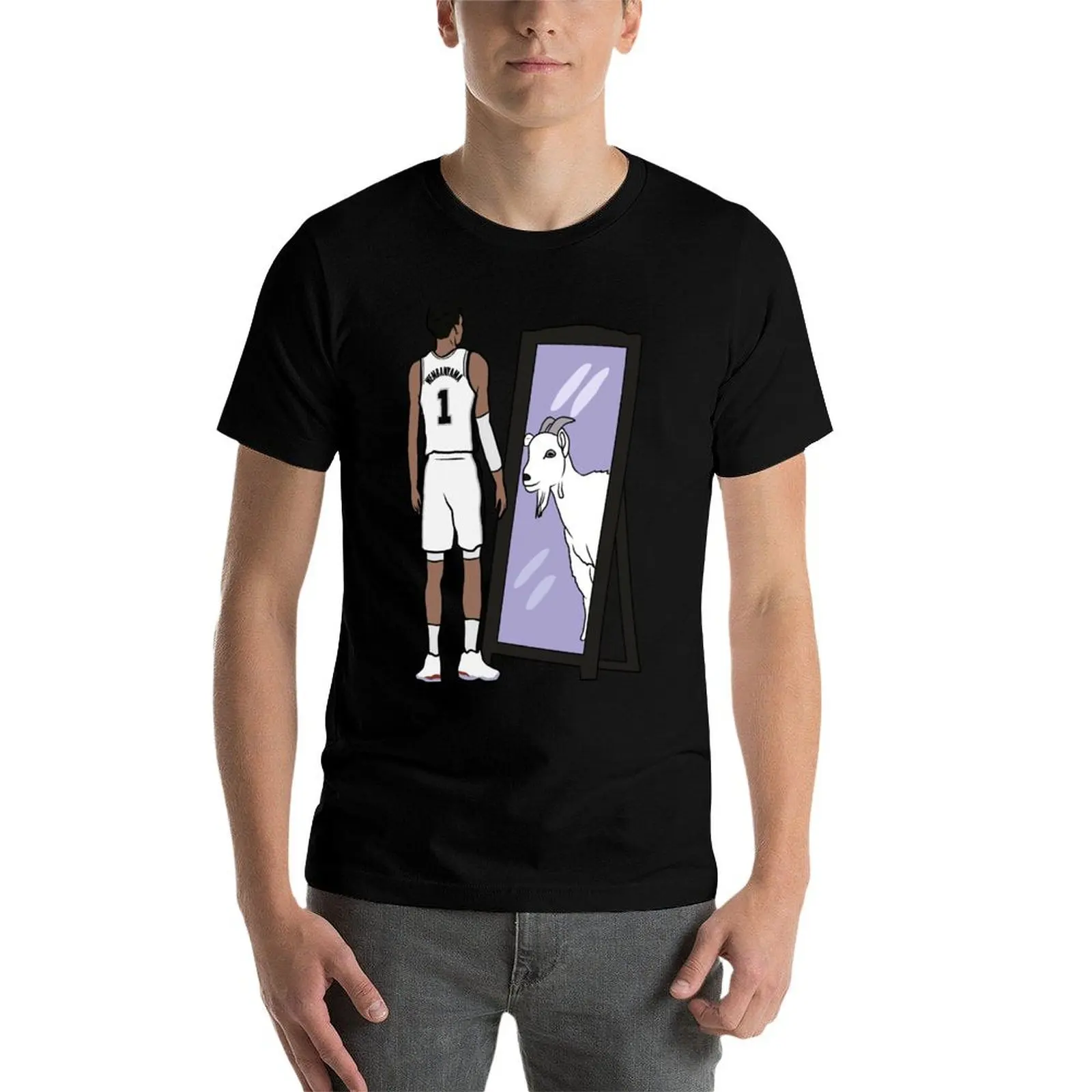 Victor Wembanyama Mirror GOAT T-Shirt summer tops Blouse oversized mens t shirts casual stylish image 4
