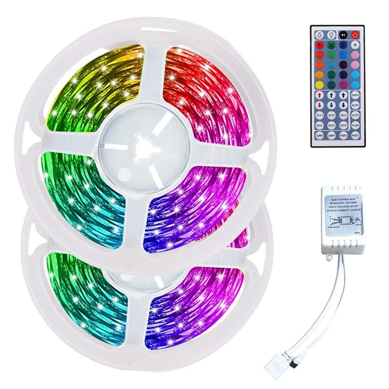 10M RGB Light Strip 3528 600LED Flexible LED Strip Light With 44 Key Remote+Controller For Christmas Living Room Bedroom