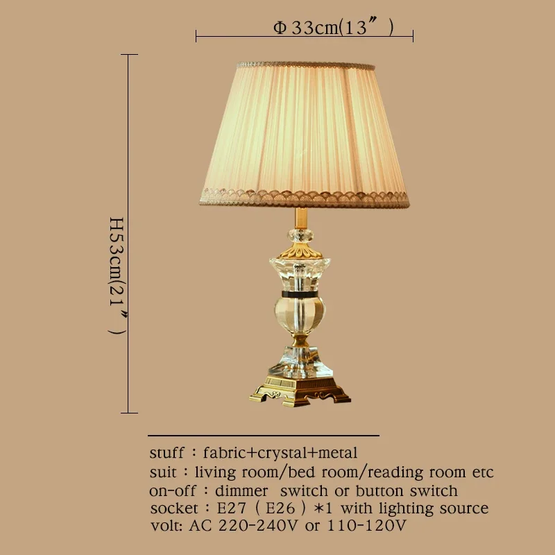 OUFULA A  Crystal Table Lamps Desk Lights Luxury Modern Contemporary Fabric for Foyer Living Room Office Creative Bed Room Hotel