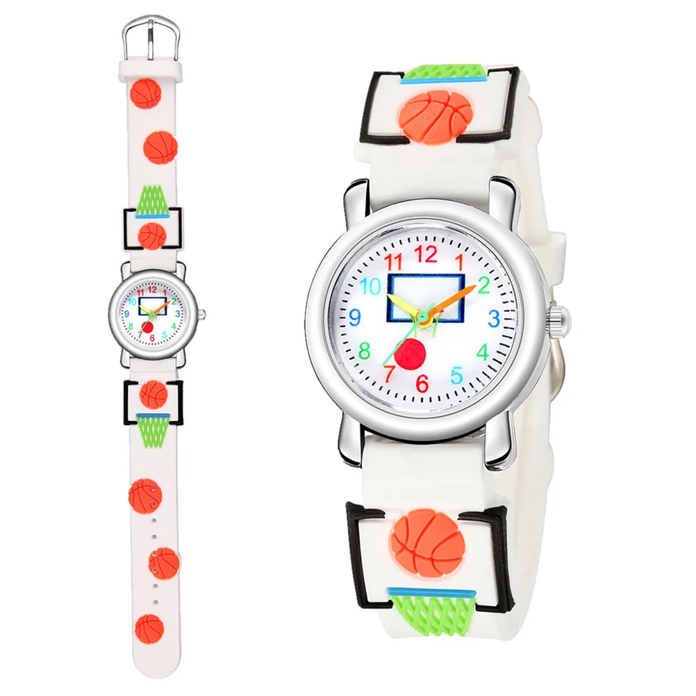 3D Cartoon Kids Watch Basketball Wristwatch Durable Comfortable Strap Adorable Gift for Children 3-12 Years Easy Time Reading