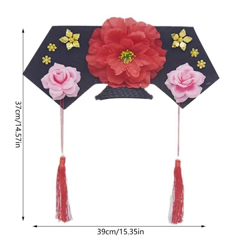 قبعة ملكية تقليدية للنساء قبعة ملكية صينية على شكل زهرة ملكية لحفلات الزفاف وغطاء للرأس