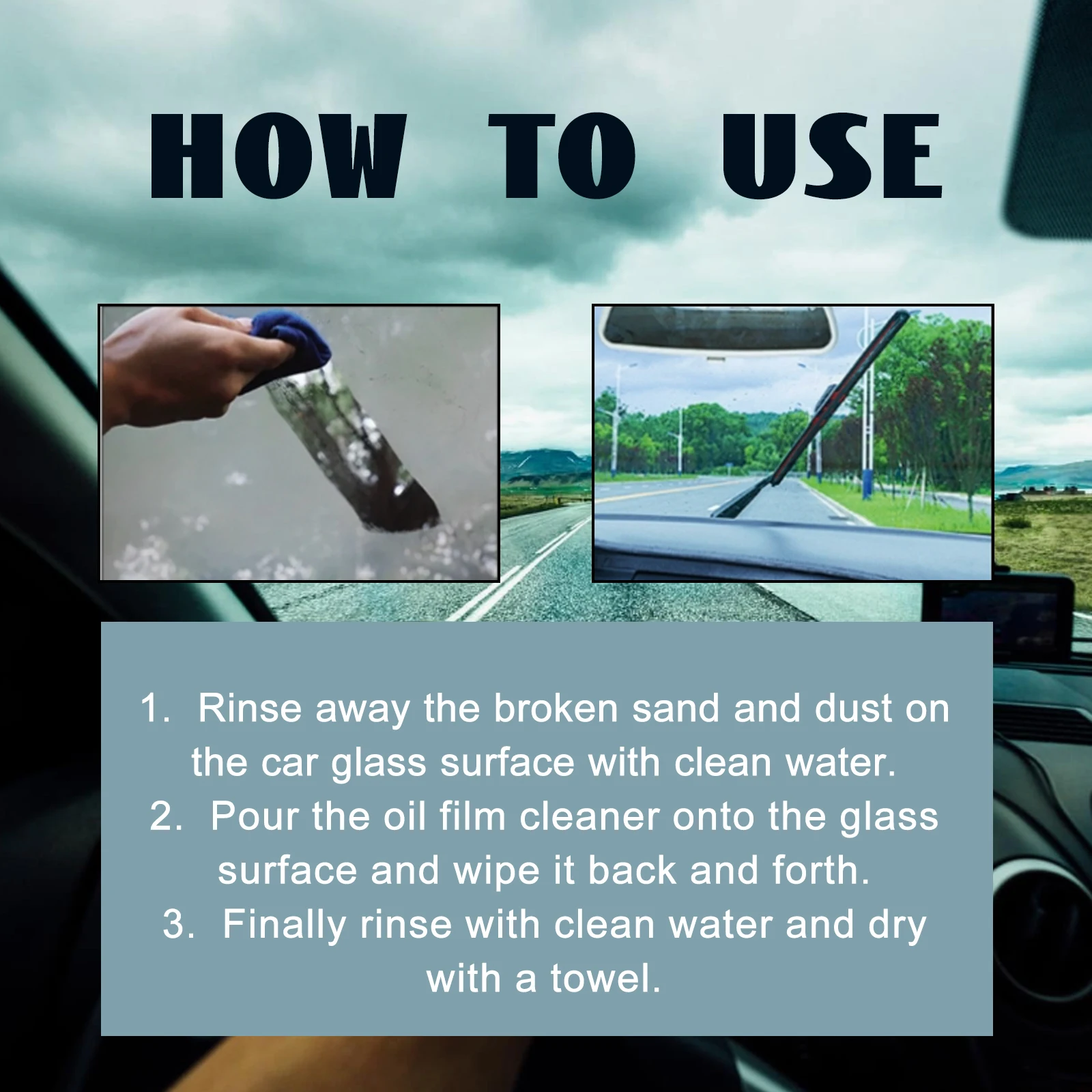 Homonth الزجاج زيت الماء فيلم الأنظف الزجاج الأمامي النفط فيلم الأنظف البقع النفط فيلم الأنظف 2 قطعة