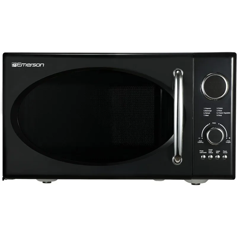 

Retro Compact Countertop 800W Microwave Oven with 1,000W Grill Function, LED Display, 5 Power Levels, 8 Auto Menus, 0.9 Cu. Ft.