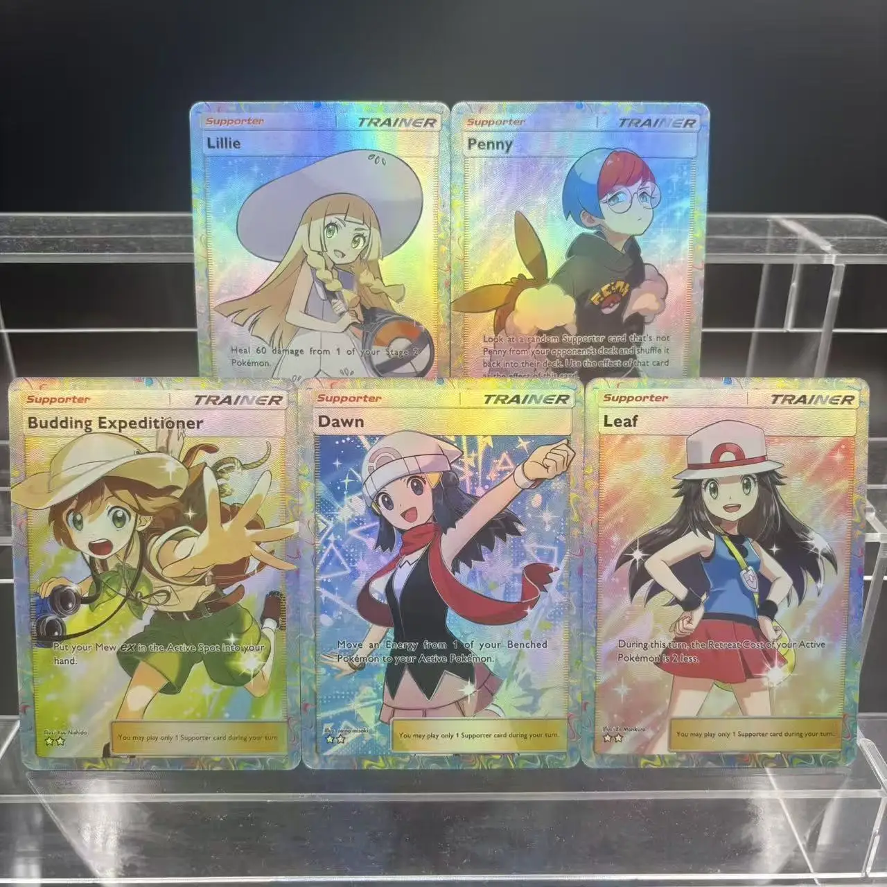 5 قطعة/المجموعة Diy بها بنفسك الذاتي الإنجليزية PTCG جيب المدرب ليلي الفجر ليف بيني بطاقة فلاش الكلاسيكية أنيمي جمع بطاقة هدية لعبة