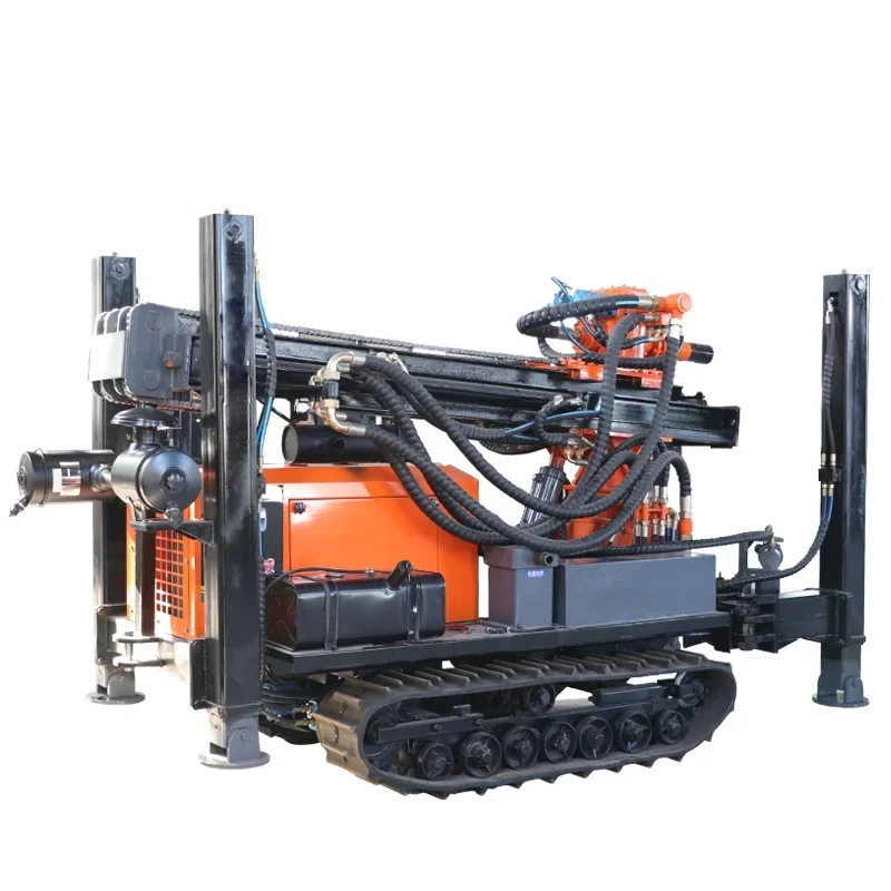 DTH Crawler Drilling Rig Depth Easy To Operate Depth 180m Diesel Rotary Portable Rubber Crawler Water Well Drilling Rig