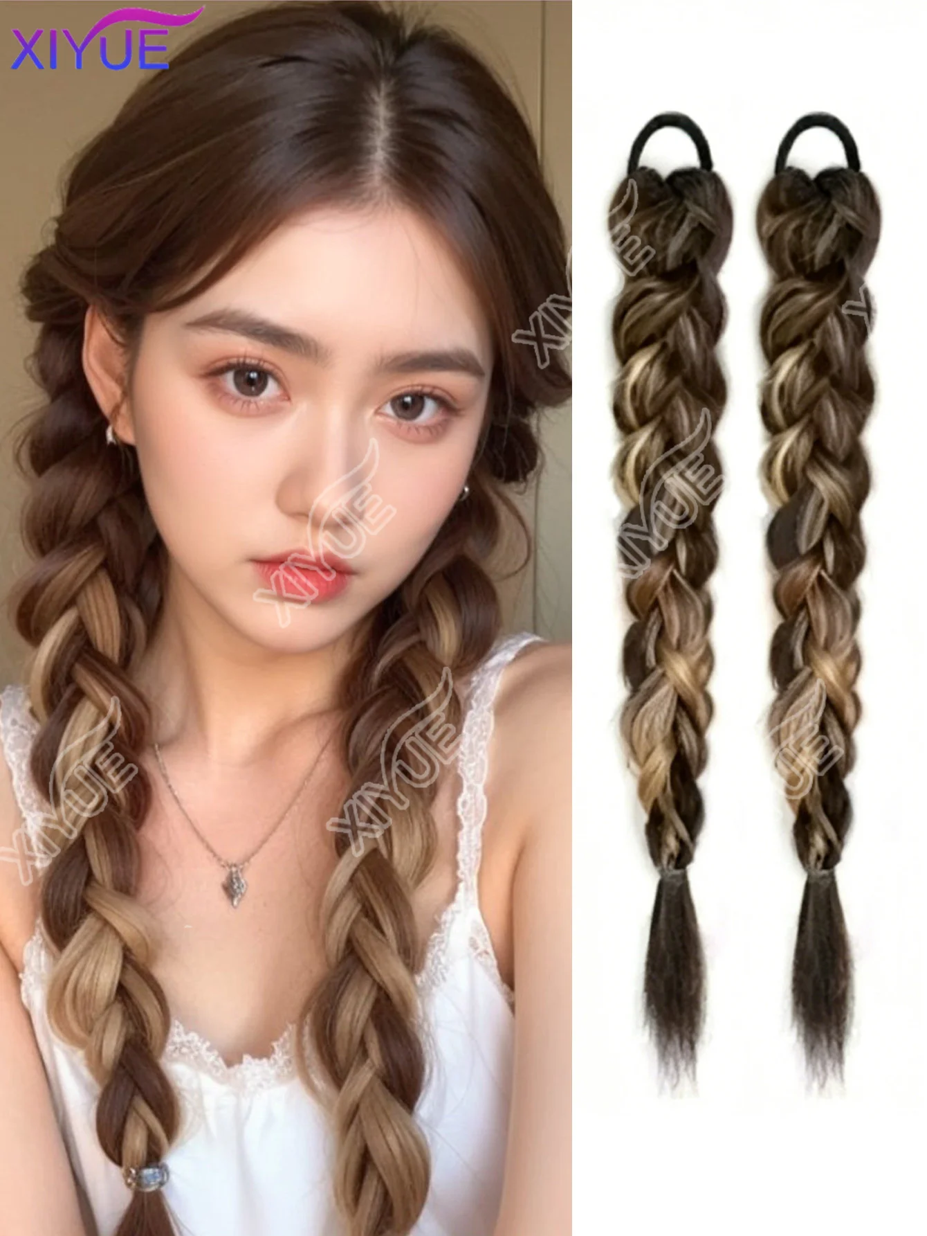 

Synthetic Braided Ponytail Hair Extension with Rubber Band Natural Hair Pieces Braids Wig for Women Daily Wear Hair Accessories