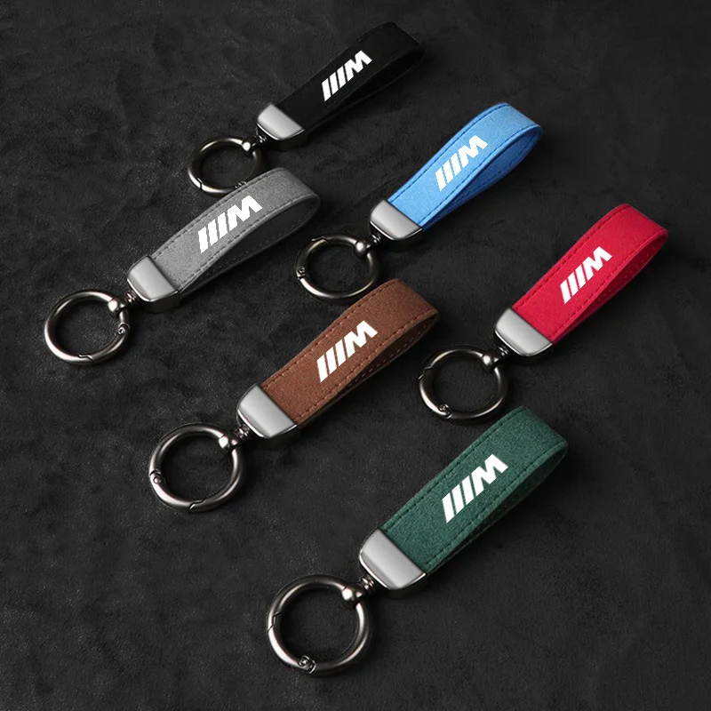 1Pcs Car Anti-lost Keychain Suede Metal Key Ring Hanging For BMW M Power Performance E46 e39 E90 E36 E60 E34 Car Accessories