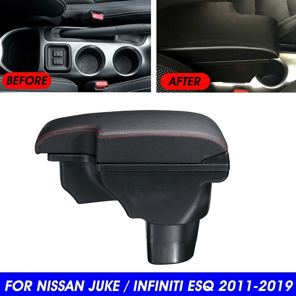 For Nissan Juke Infiniti ESQ 2011-2019 Central Armrest Consoles Storage Box Handrails Double Layer Storage W/ 3 USB