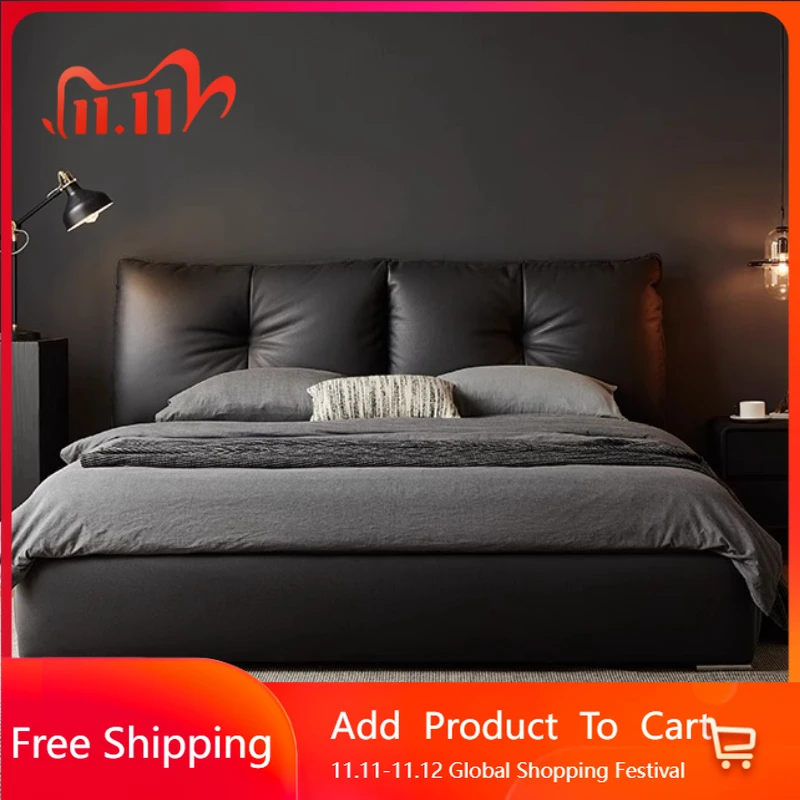 

Italian Minimalist Bed Headboards Designer Princess Light Luxury Double Bedroom Modern Bed Unique Lounge Muebles Home Furniture