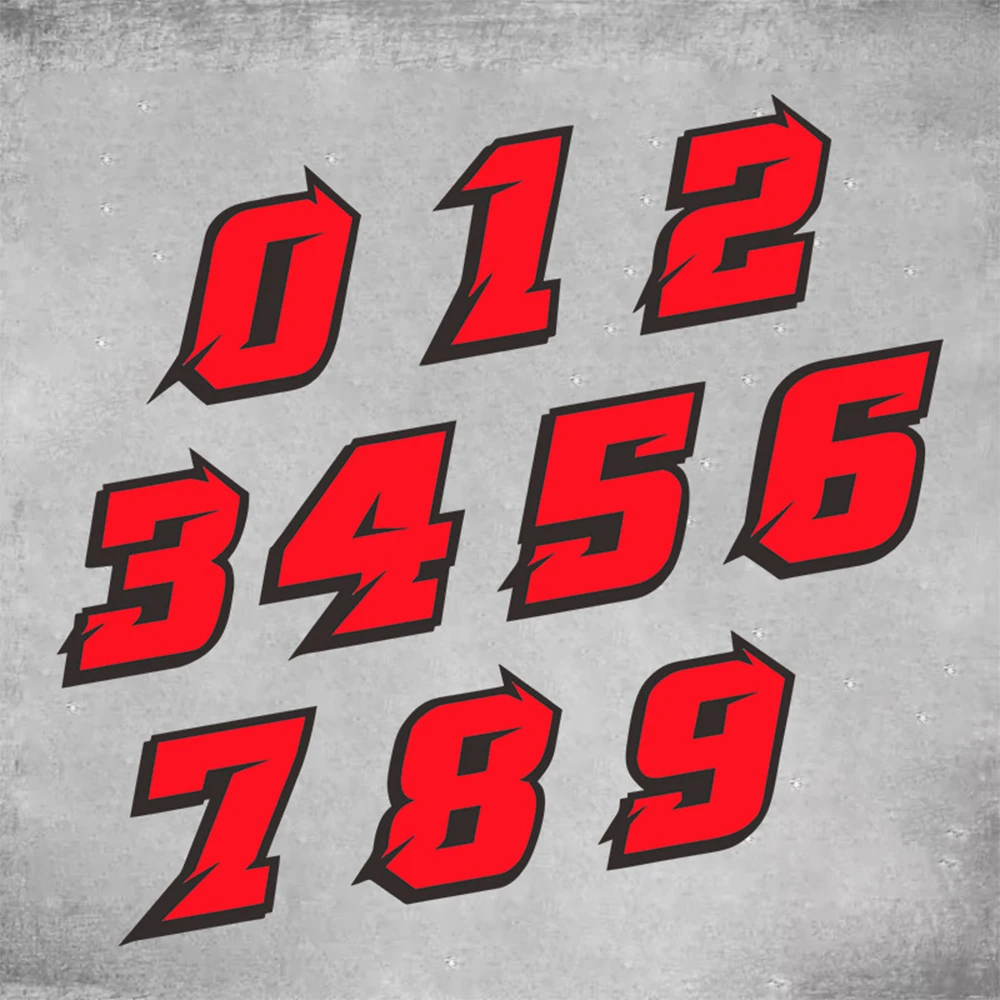 1PC Red Number Motorcycle Stickers Waterproof Motorbike Fuel Tank Electric Scooter Bicycle Decoration Durable Vinyl Decals view 2