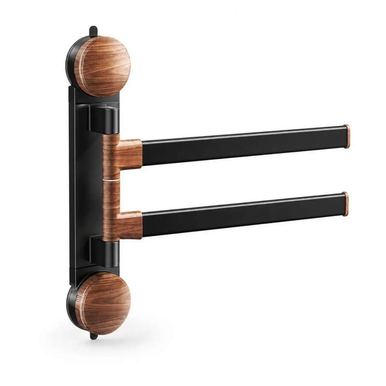 Suction Cup Towel Rack Black and Wood-Grain Suction Towel Rack