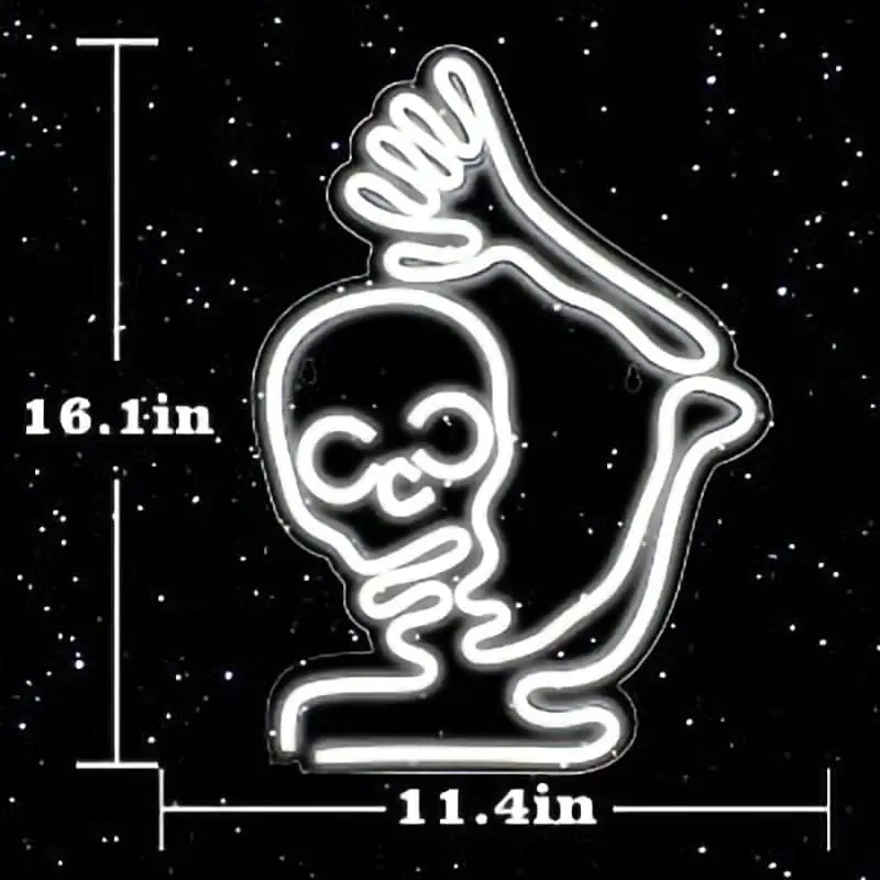 Skeleton Skull Neon Sign Halloween Ghost Neon Light Scary Neon Wall Light Signs Gift Decor for Kids Art Home Bar Halloween Party