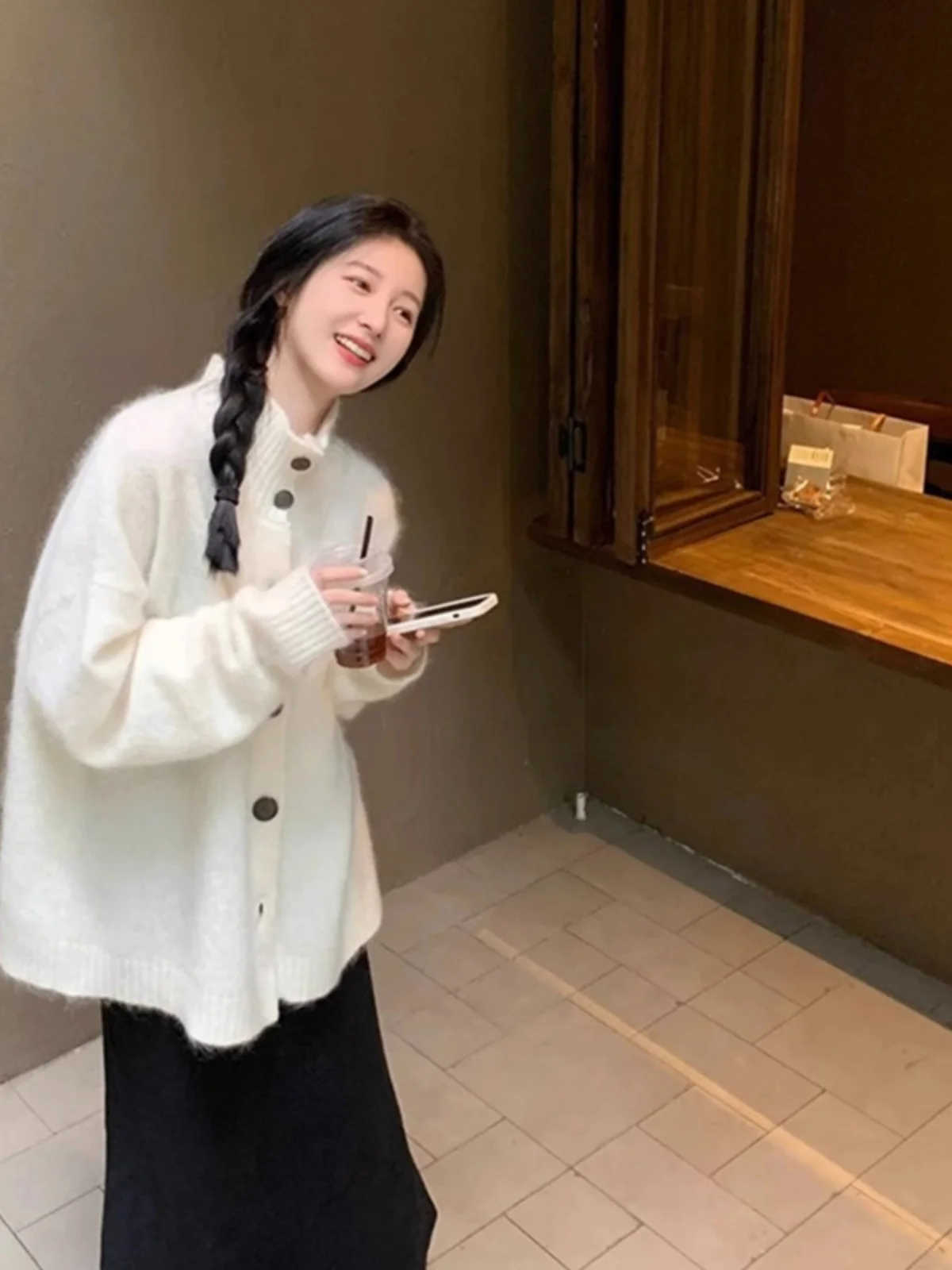 

Мягкий вязаный кардиган с мутоном, женское пальто больших размеров, длинное све, накидка средней длины, весна-осень, удобная верхняя одежда