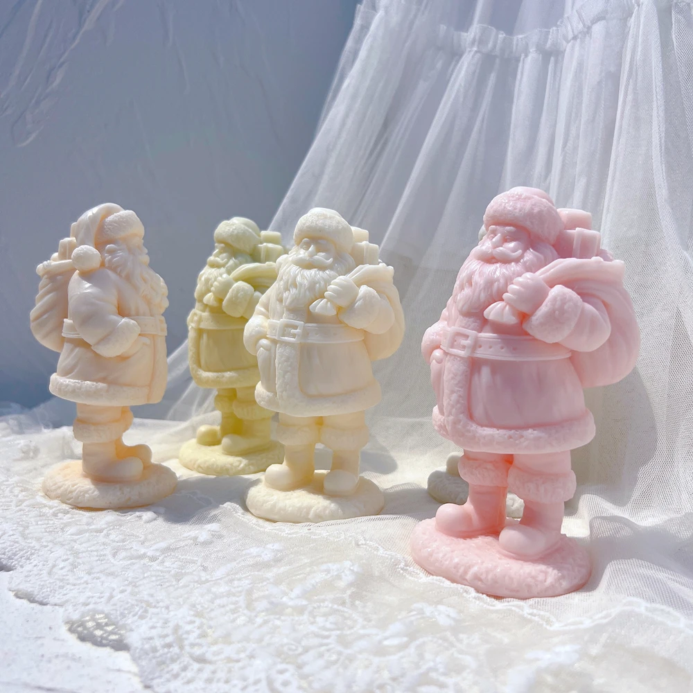 Christmas Santa Claus Candle Silicone Mold Standing Santa Candle Mold for DIY Christmas Decor