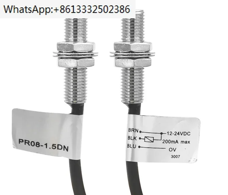 

Индуктивный экранированный бесконтактный переключатель PR08-1.5DN, отрицательный NPN, нормально открытый, 24 В, 8 см