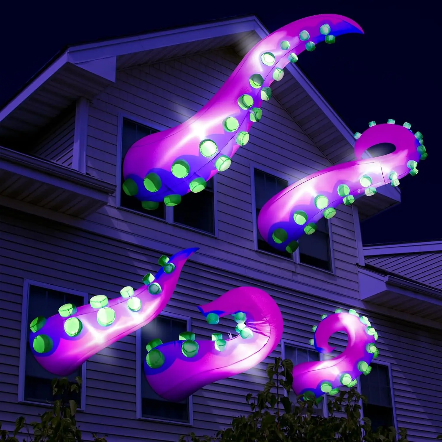 Halloween Inflatable Giant Octopus Tentacle, 5 Pack 5 Ft, with Built-in LED Lights, Window Breakout Blow-Up Decor for Halloween Window Decoration, Outdoor Yard Lawn Garden & Holiday Party