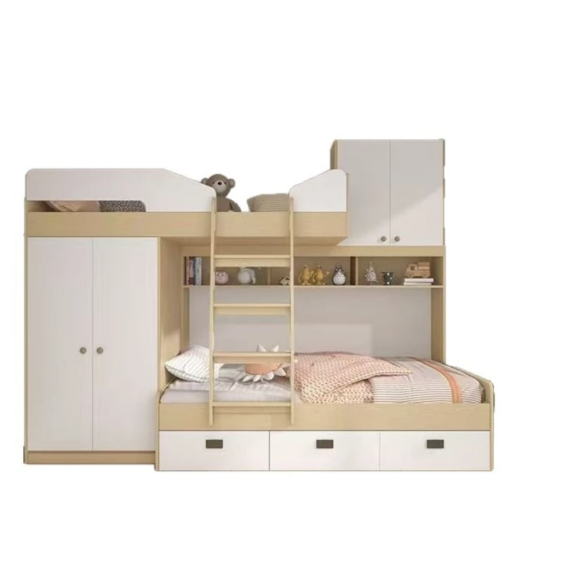 

bunk bed with desk, wardrobe, small apartment, bunk children's bunk bed, mother-and-child bed storage cabinet