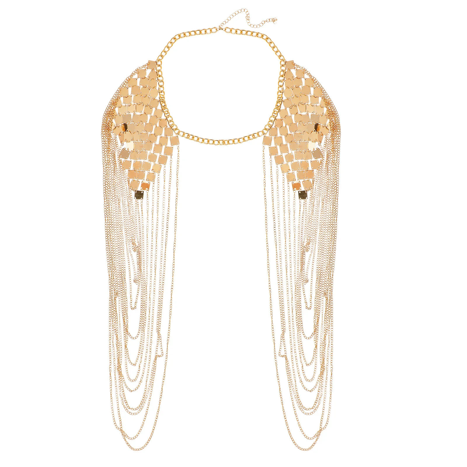 

Double Shoulder Chain Necklace Premium Quality Easy Wear Golden Body Chain Tassel Link Jewelry Fashionable Sexy