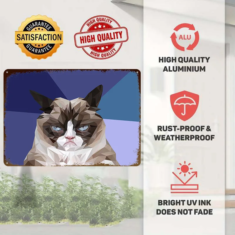 Angry Cat Tinplate Poster Customized Wall Art Retro Vintage Metal Signs for Fans Home Decorations Living Room Mancave Decoration