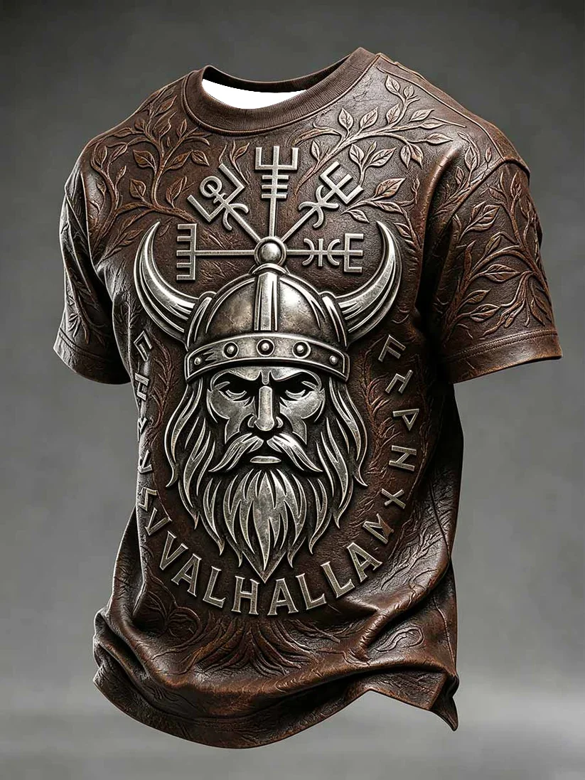 2027 Summer New Style Outdoor Men's Retro Danish Viking Style 3D Printed Breathable Quick-Drying T-Shirt Family Size Shirt Kids
