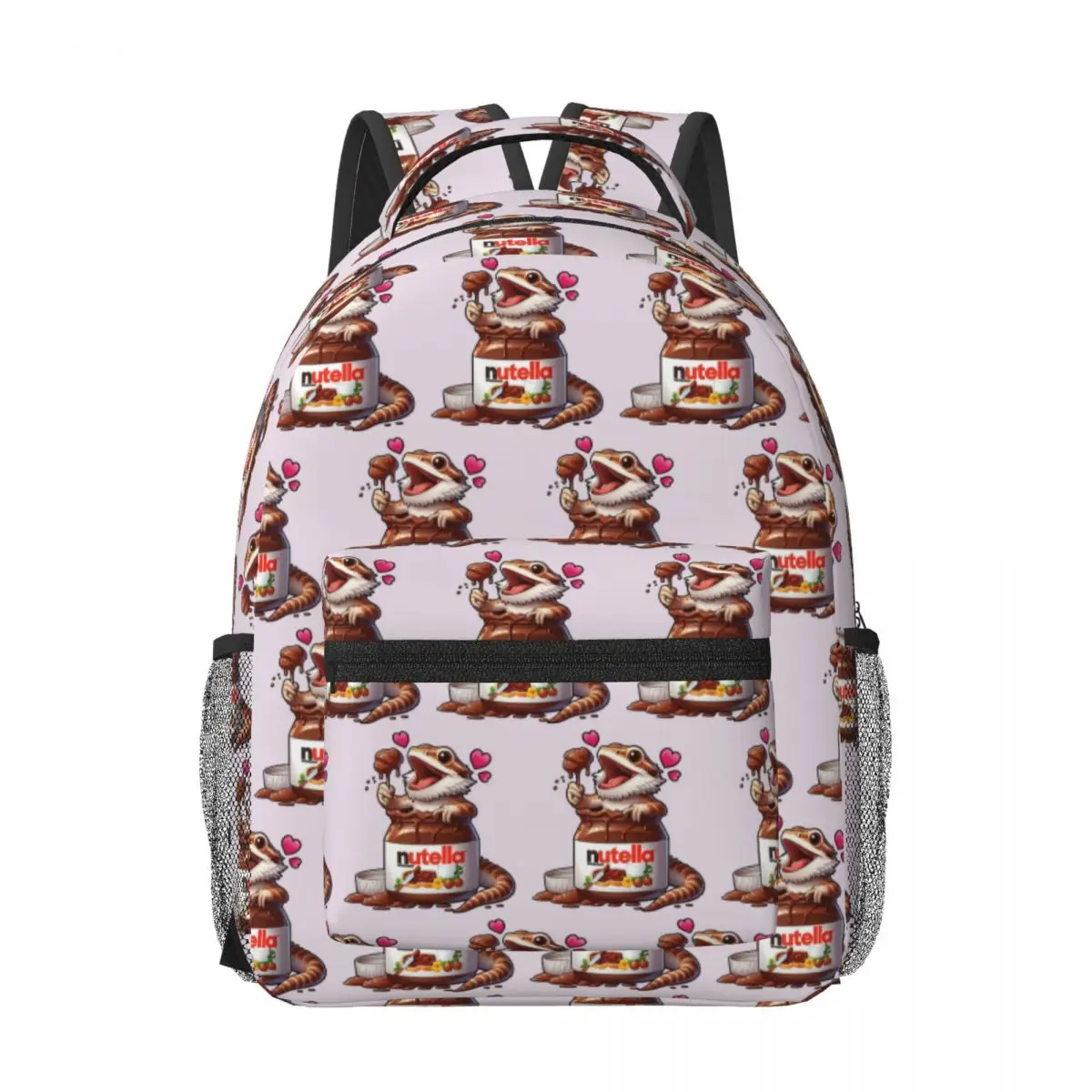 

Bearded Dragon Love Nutella Woman Backpacks Boys Girls Bookbag Children School Bags Portability Travel Rucksack Shoulder Bag
