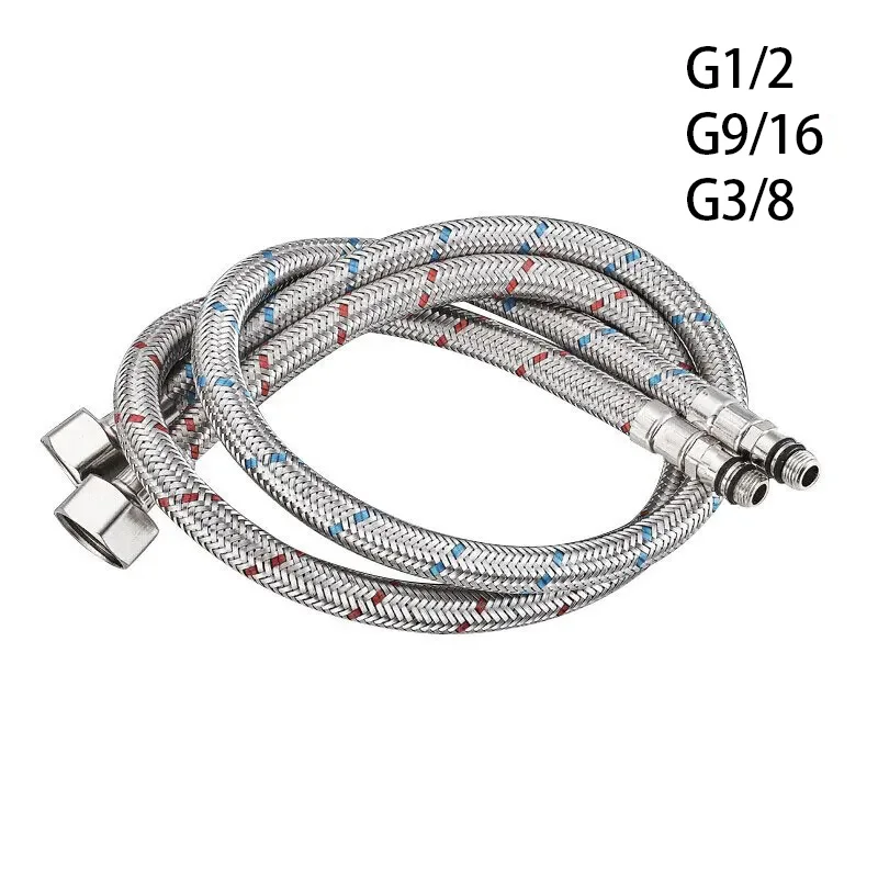 

G1/2 G3/8 G9/16 1 Pair Stainless Steel Flexible Plumbing Pipes Cold Hot Mixer Faucet Water Supply Pipe Hoses Bathroom Part 60cm