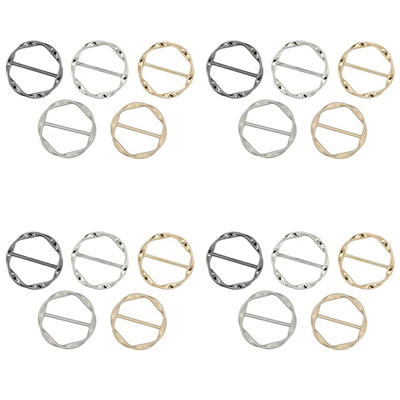 

CYL-20PCS Scarf Ring Clip Tie Ring Clips For Women Fashion T-Shirt Twist Knot Clip Buckle Circle Clothing Ring Wrap Holder