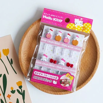 10 Stücke Hallo Kitty Sanrio Dinge Kunststoff Sandwich Zeichen Kinder Nette Obst Gabel Party Snack Gabeln Kawaii Festival Liefert