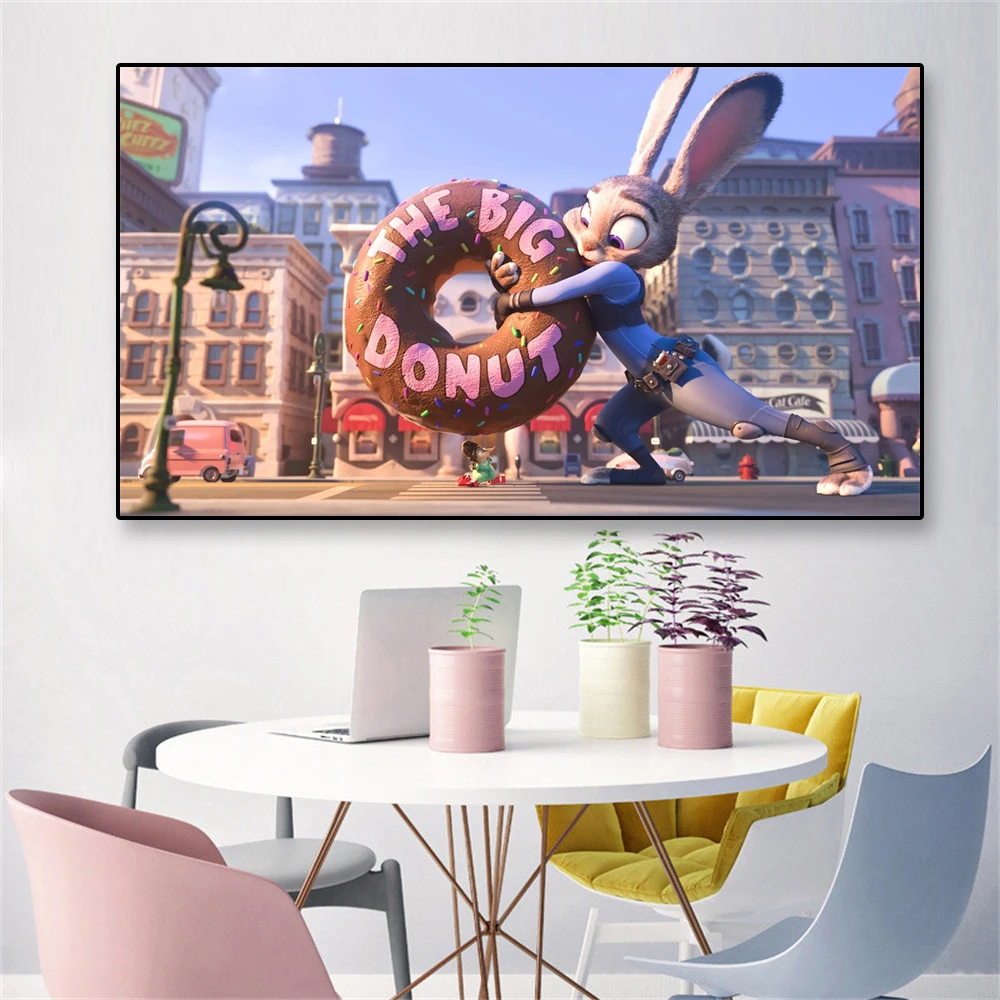 Zootopia Disney Movie Poster Cartoon Judy Nick Prints Large Canvas Painting Wall Art Decoration Movie Art Home Living Room Decor