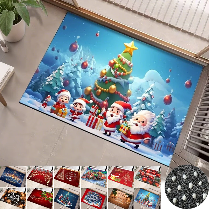 

Christmas Carpet Non-Slip Absorbent Holiday Rug with Stars Red & Gold Festive Decor for Home Bedroom Living Room Balcony Decor