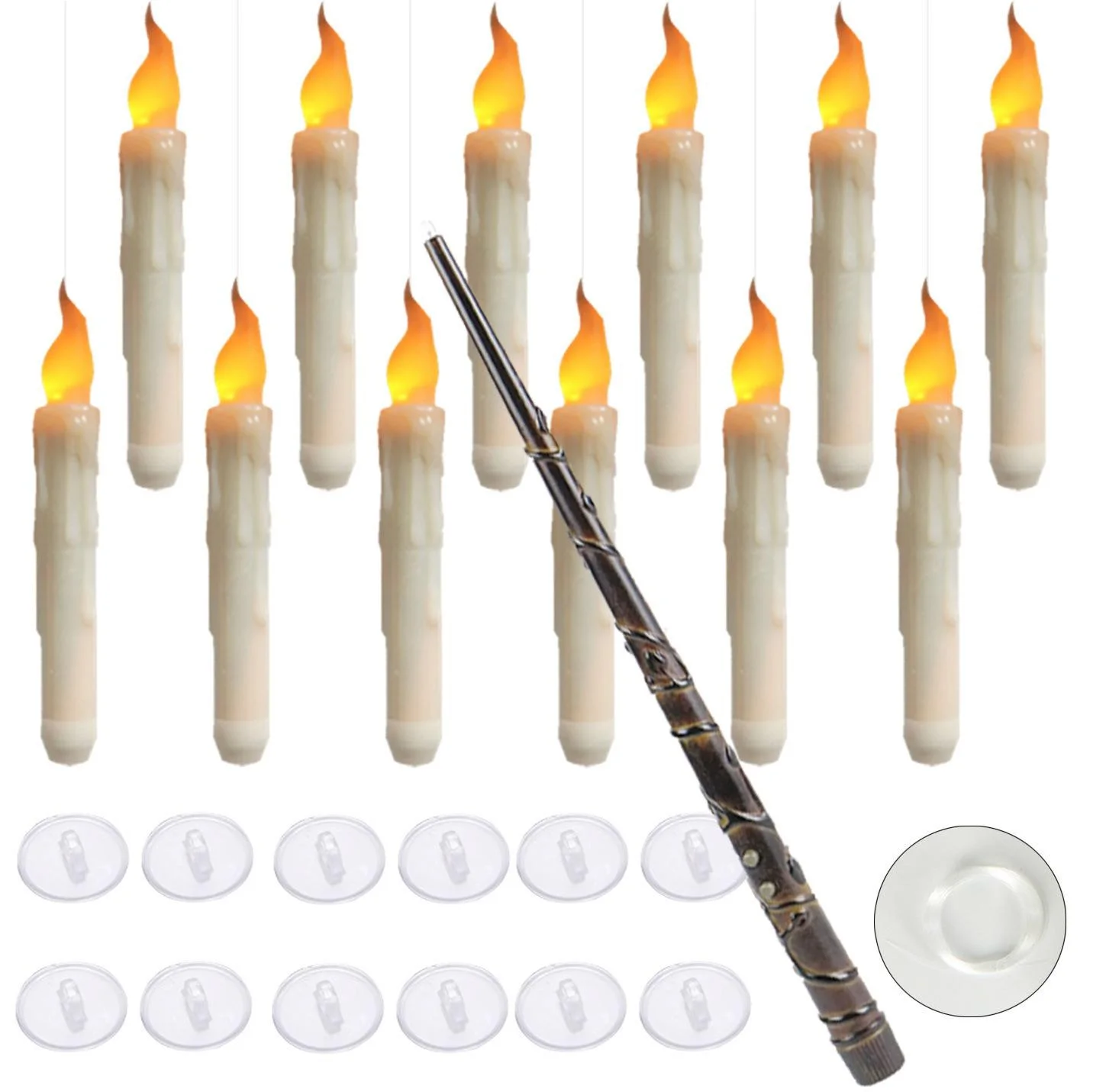 

Magic Wand Remote-Controlled Floating LED Candles Long-Lasting Battery Operated, Perfect for Party & Holiday DIY