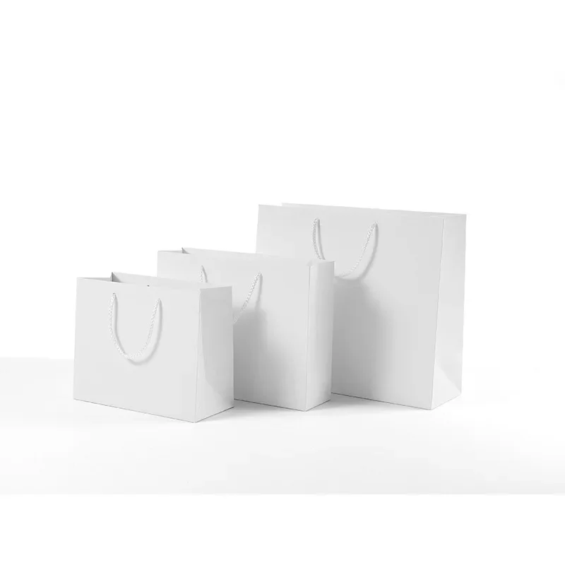 New White Kraft Gift Bags with Handles Multi-function Paper Bags Recyclable Environmental Protection Bag Shopping Clothes Bags