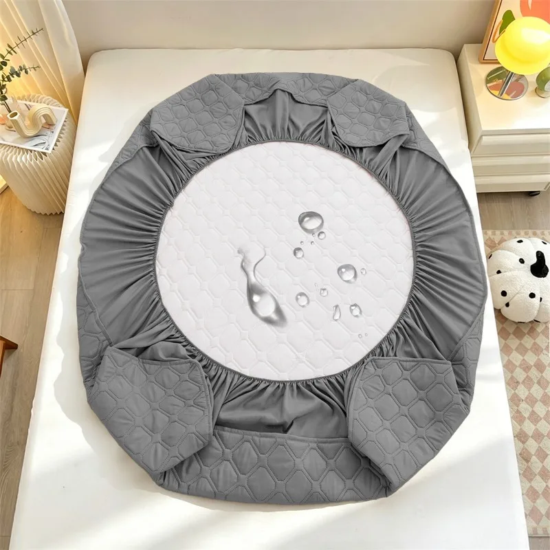 1 Piece Solid-color Waterproof Bed Skirt With Padded And Thickened Bedsheet Mattress Protector.