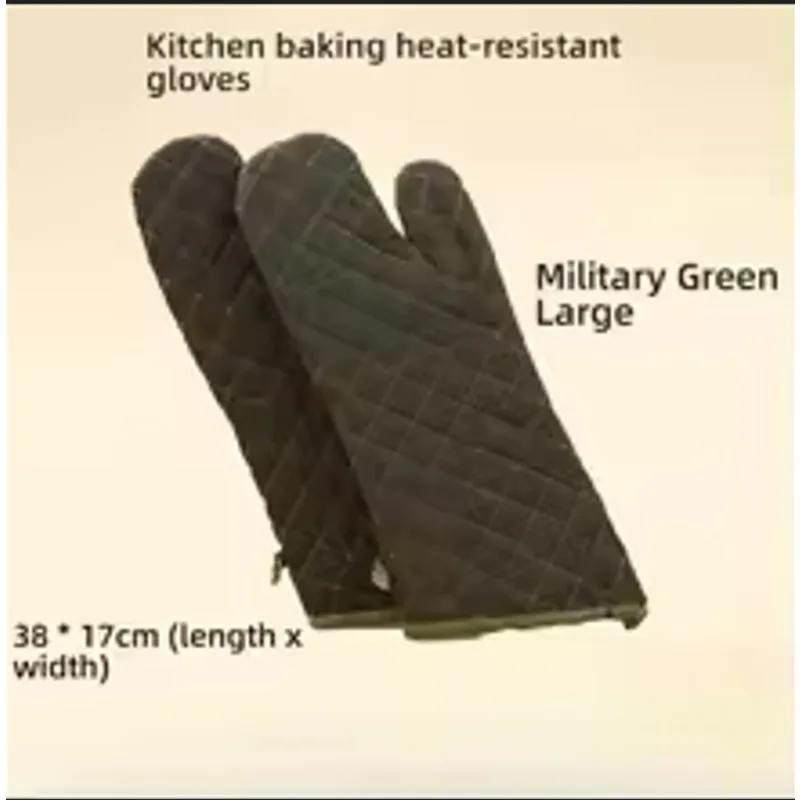 Heat Resistant Oven Mitts Microwave Safe Non Slip Thickened Baking Insulation Protective Gear Cotton Mitts  Anti Steam Scald