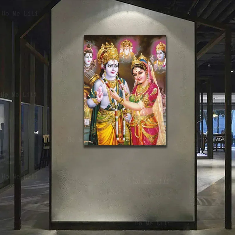 Hindu God Vishnu Radhe Krishna On Swing Lord Rama Jhula Love Painting Canvas Wall Art By Ho Me Lili For Livingroom Home Decor