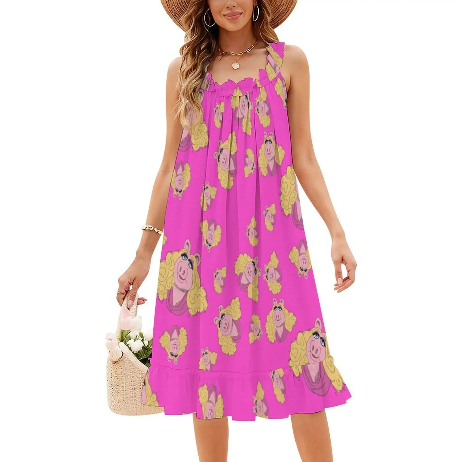 فستان بنمط كوري للنساء فستان كاجوال أنيق للحفلات أو فستان وردي للارتداء اليومي