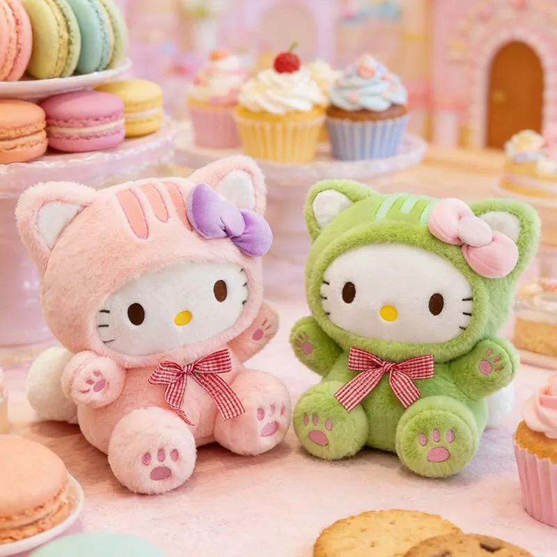 

Cute Hello Kitty Plush Toy Soft Stuffed Cat Hooded Doll Pillow for Kids Birthday Gift Home Decor Collectible Gift for Family