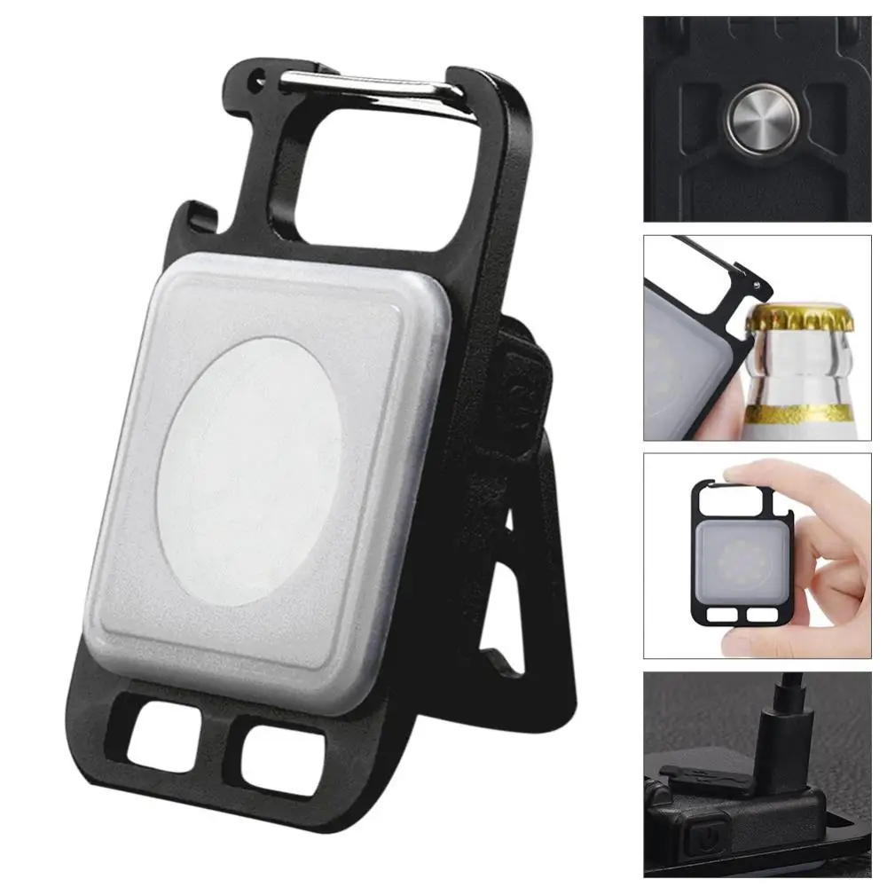 Flashlight Mini Work LED Light Rechargeable Lamp Pocket COB Keychain Portable Flashlight Outdoor Camping Small Light Corkscrew
