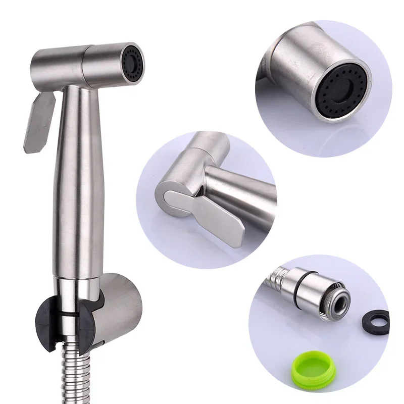 Black Handheld Toilet Bidet Faucet Sprayer Stainless Steel Bathroom Hand Bidet Sprayer Set Hose Toilet Self Cleaning Shower Head