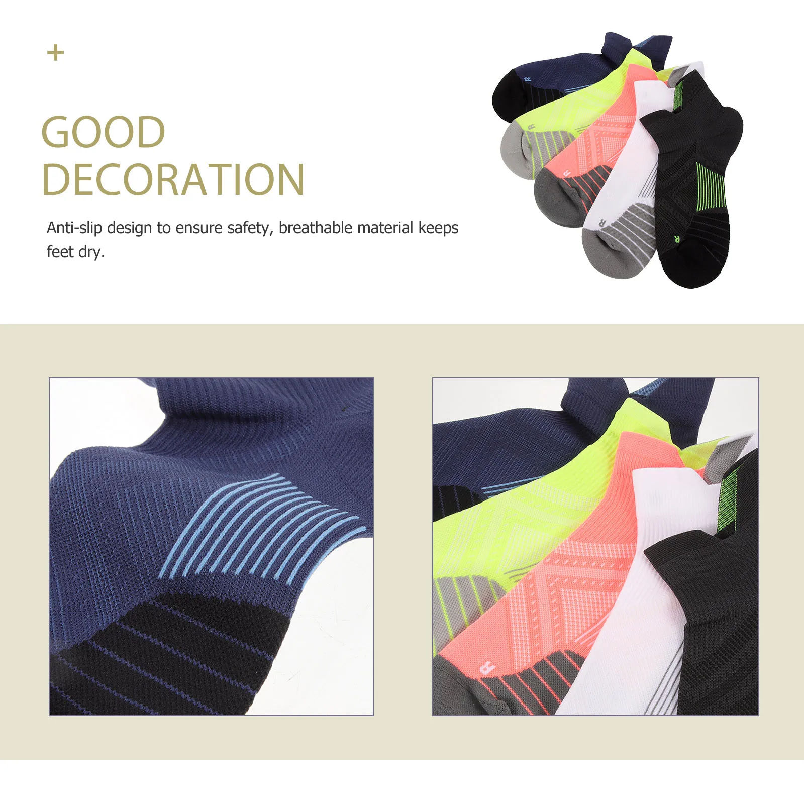 5 أزواج من جوارب الجري الشبكية المسامية غير قابلة للانزلاق، جوارب عصرية مريحة للرجال والنساء