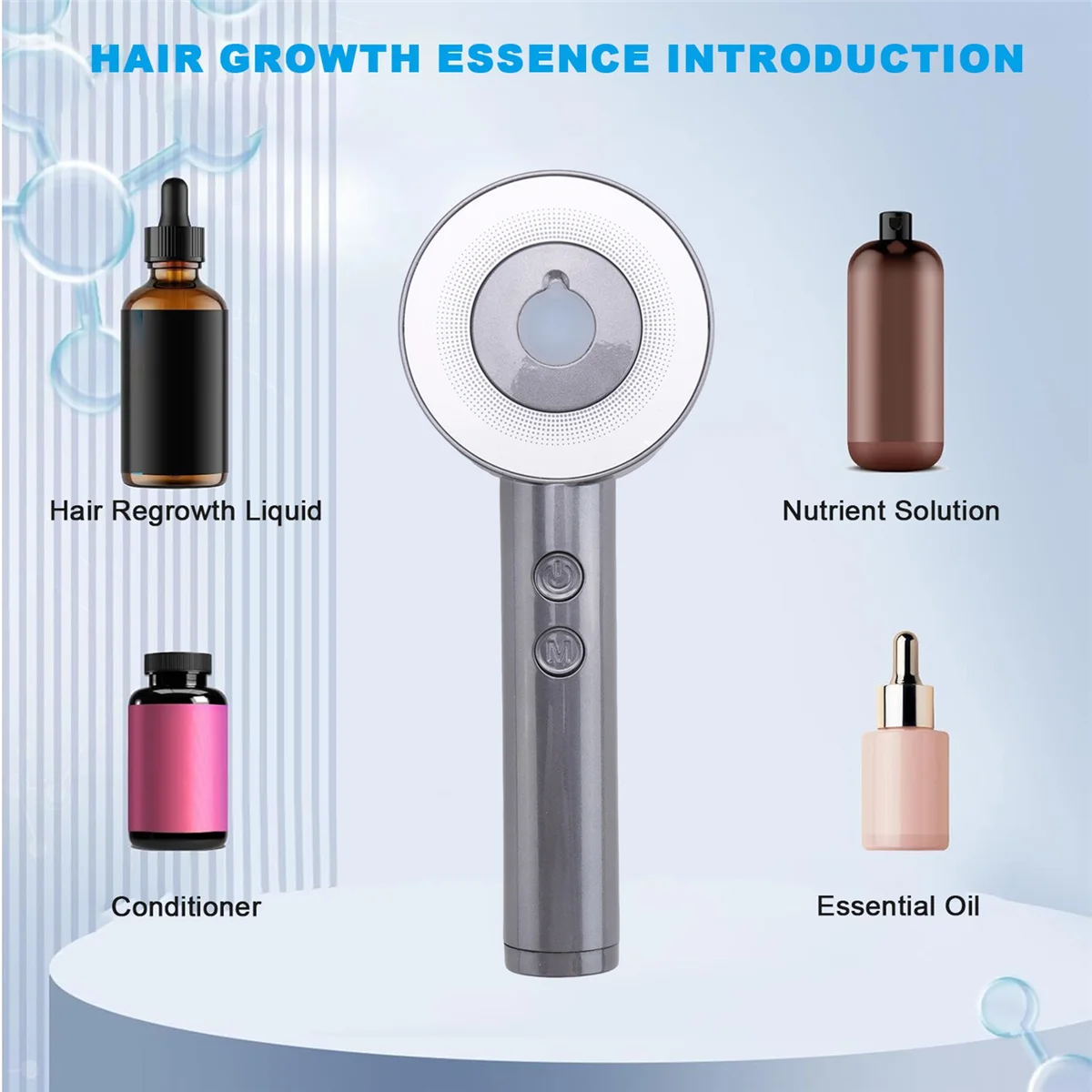3 Mode Electric Massage Comb Portable Infrared Therapy Comb Hair Follicles on the Heads Essence Oil Applicator,Gray