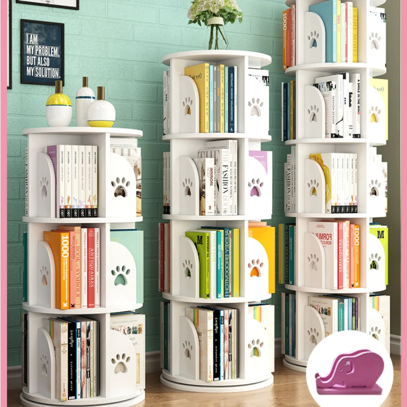 Bookshelf 360 Degrees Bookcase Children's Floor Picture Book Internet Celebrity Bookshelf Simple Home Student Simple Rack