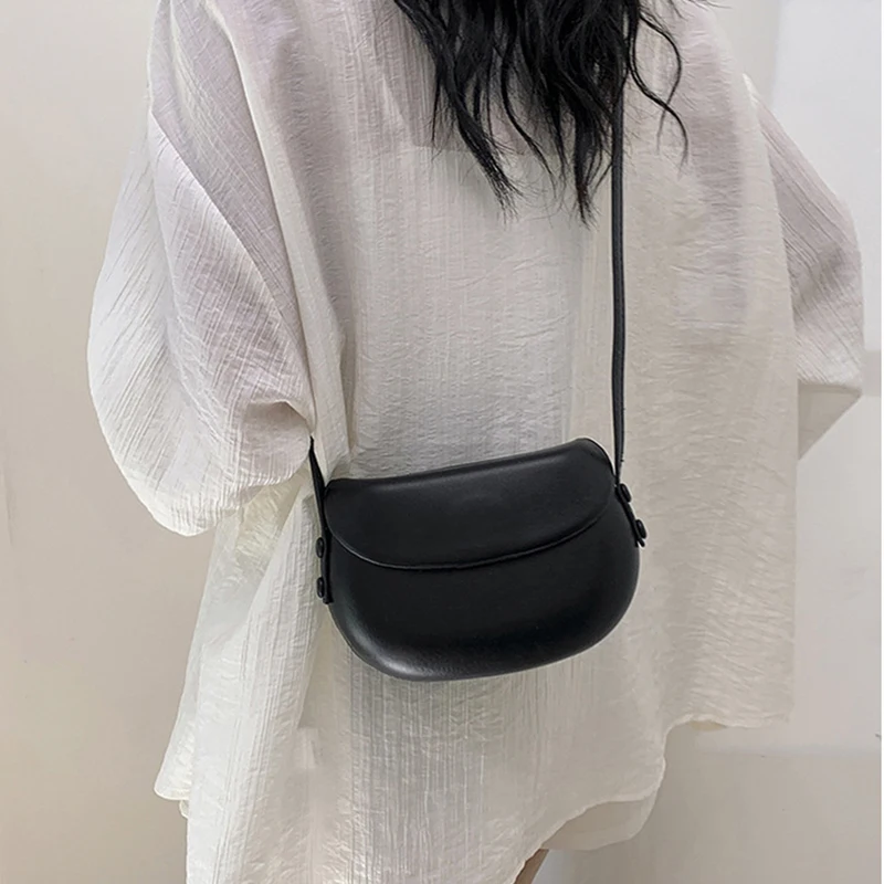1 قطعة حقائب كروس نسائية بلون واحد للاستخدام اليومي بحزام قابل للتعديل من جلد البولي يوريثان حقيبة كتف كاجوال حقائب يد للسيدات #4