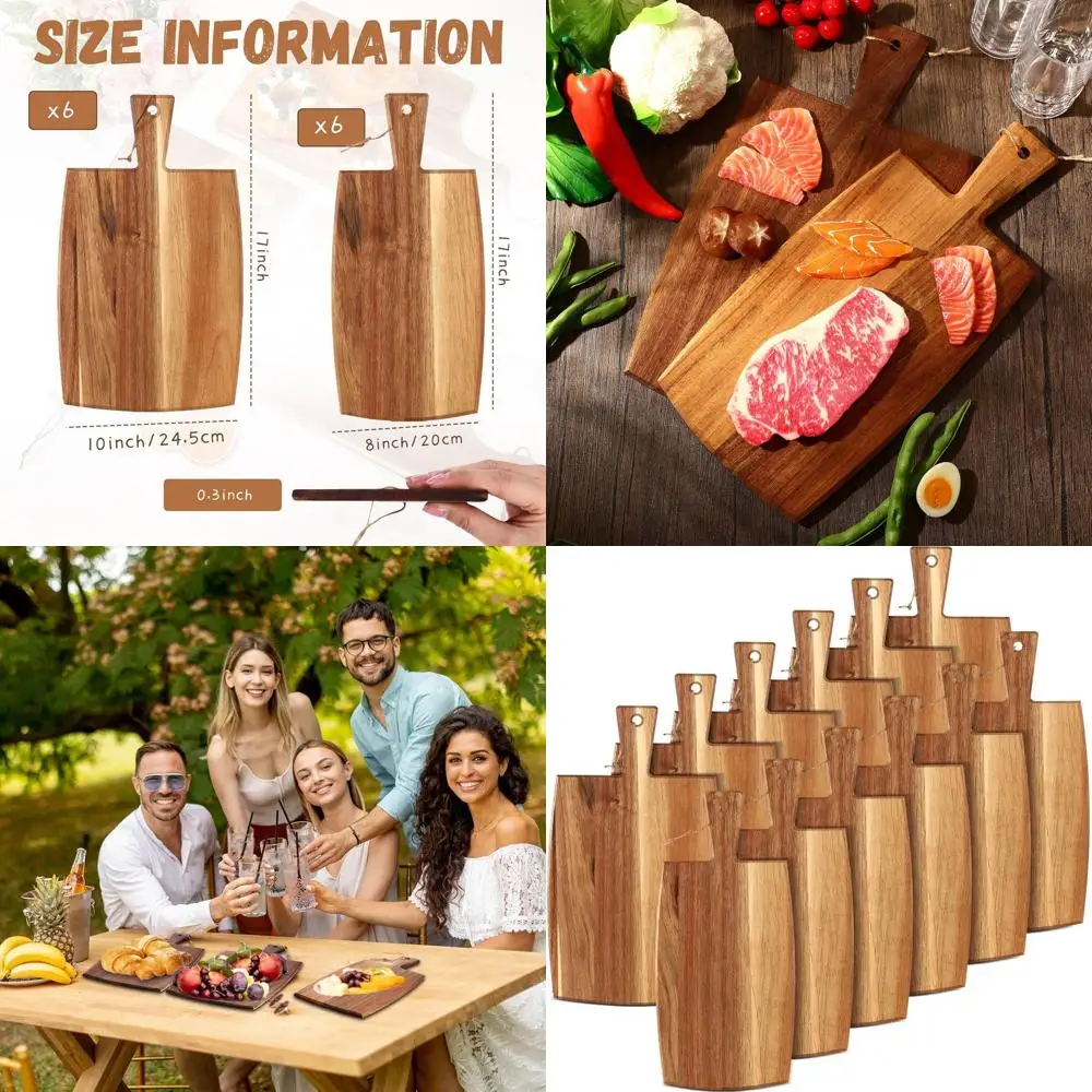 

Acacia Wood Cutting Boards with Handle, Engraved, for Kitchen, Chopping, Cheese, Gifts for Mother's Day, Weddings, and Housewarm