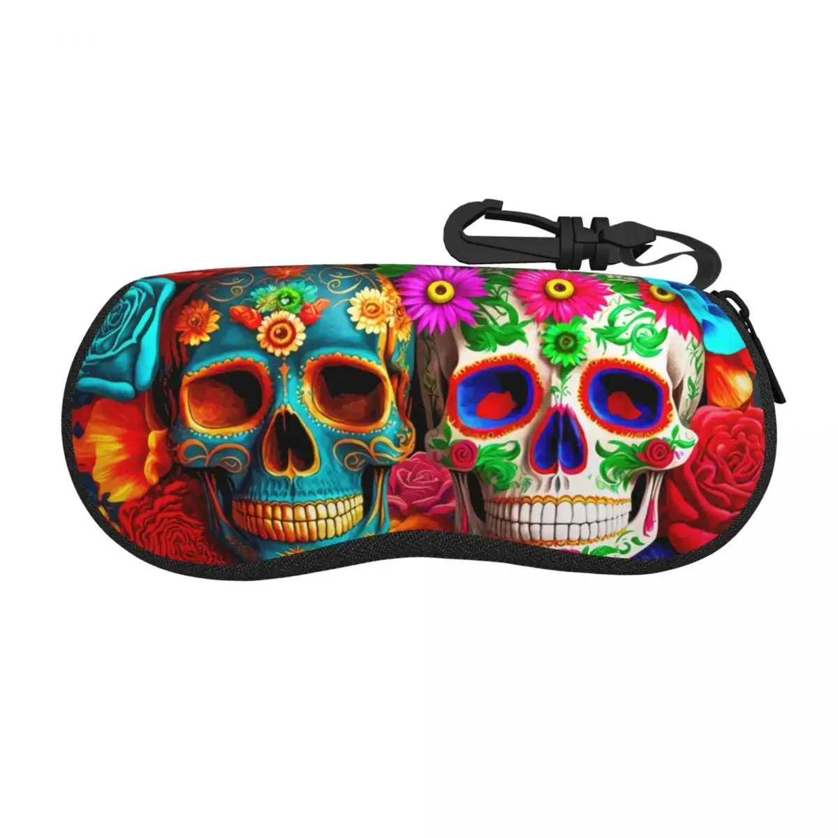 Custom Colourful Flowers Skull Shell Eyeglasses Case Men Women Fashion Glasses Case Sunglasses Box Pouch