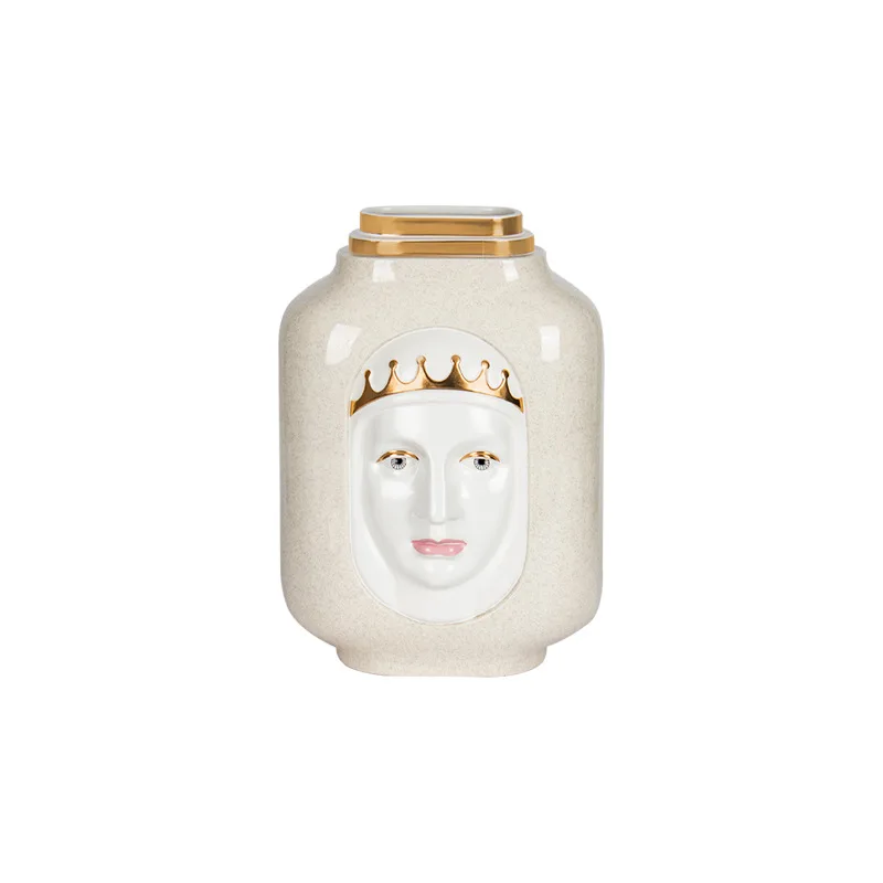 

Space Port Vase Advanced Ceramic Flower Arrangement Ornament ins Wine Cabinet Soft Furnishing Medieval and Silent Decoration