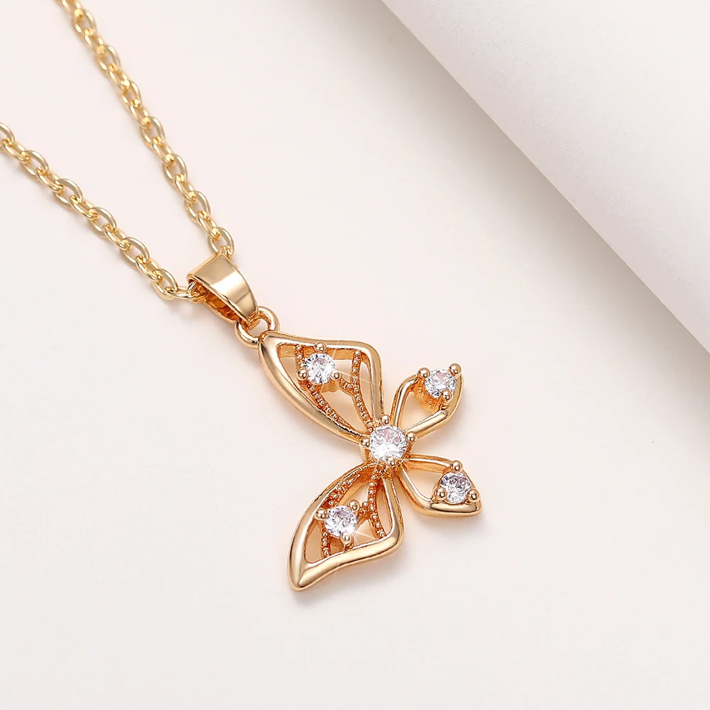 Naszyjnik z wisiorkiem Huitan dla kobiet, biżuteria na co dzień, łańcuszek, kokardka, motyl, delikatny, prezent urodzinowy, prezent dla dziewczynki