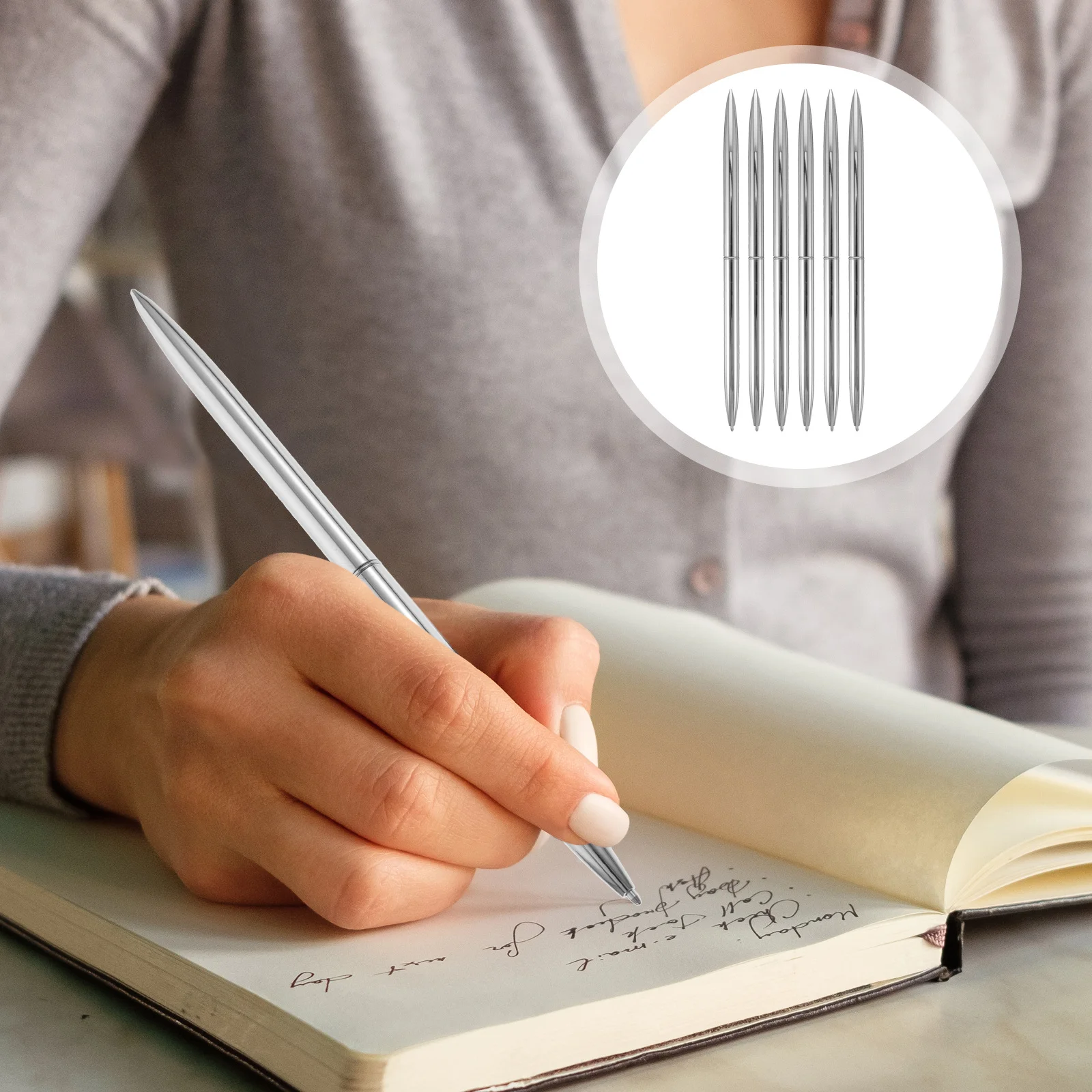 

6pcs Metal Ballpoint Premium Smooth Writing Pens For Students Office Home Portable Fine Writing Pen Ergonomic Design Daily Use